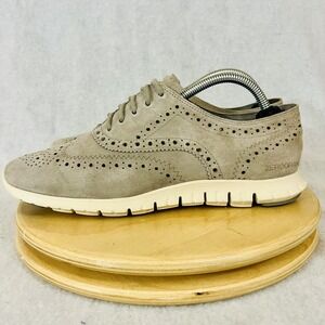 Cole Haan Zerogrand Wingtip‎ Dress Shoes Womens 7.5 B Gray Suede Leather D44059
